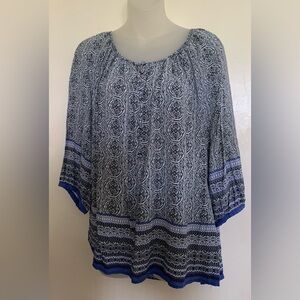 Rose&Thyme 3/4 Sleeve Blouse Top Breezy Lightweight Size 1X